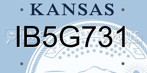 IB5G731 Kansas License Plate