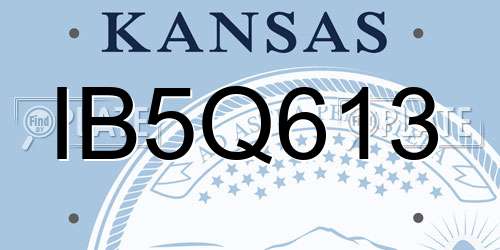 IB5Q613 Kansas License Plate