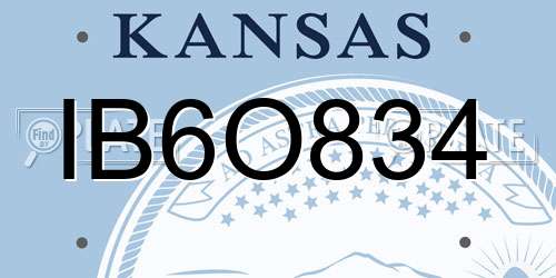 IB6O834 Kansas License Plate