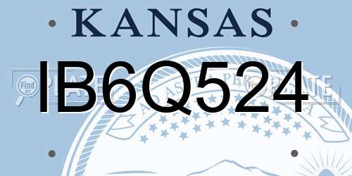 IB6Q524 Kansas License Plate