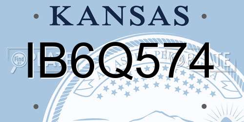 IB6Q574 Kansas License Plate