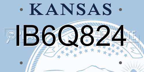 IB6Q824 Kansas License Plate
