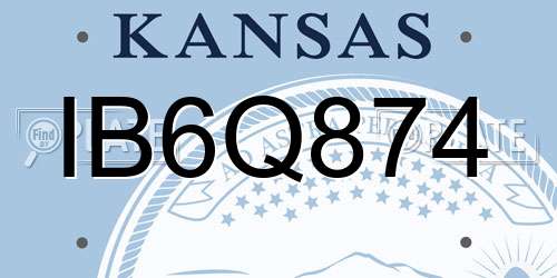 IB6Q874 Kansas License Plate