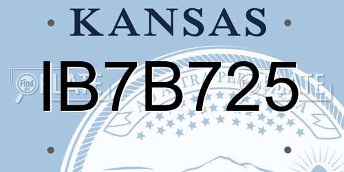 IB7B725 Kansas License Plate