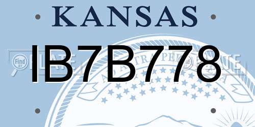 IB7B778 Kansas License Plate