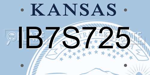IB7S725 Kansas License Plate