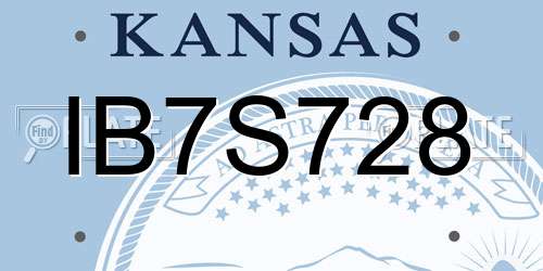 IB7S728 Kansas License Plate