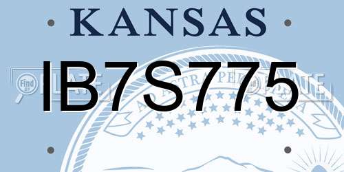 IB7S775 Kansas License Plate