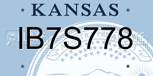 IB7S778 Kansas License Plate