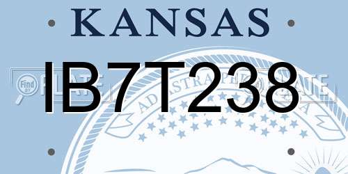 IB7T238 Kansas License Plate