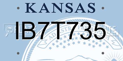 IB7T735 Kansas License Plate