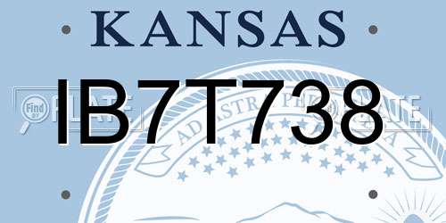 IB7T738 Kansas License Plate