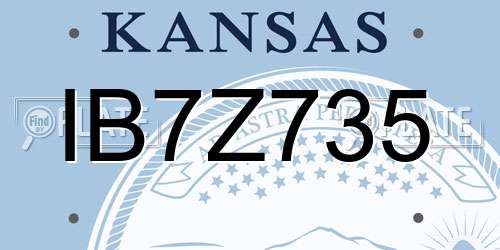 IB7Z735 Kansas License Plate