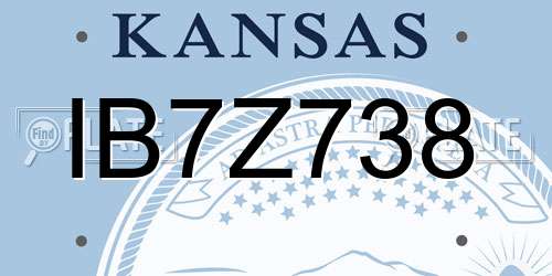 IB7Z738 Kansas License Plate