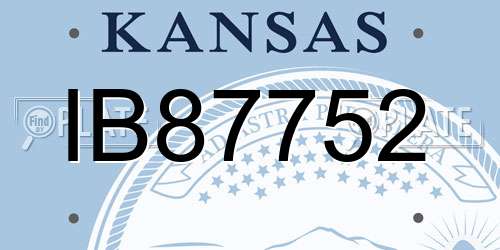 IB87752 Kansas License Plate