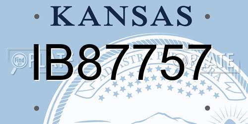IB87757 Kansas License Plate