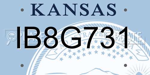 IB8G731 Kansas License Plate