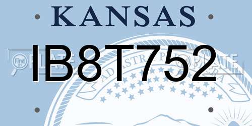IB8T752 Kansas License Plate