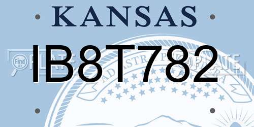 IB8T782 Kansas License Plate