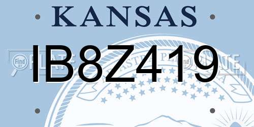 IB8Z419 Kansas License Plate