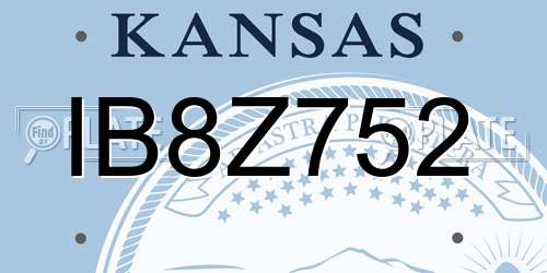 IB8Z752 Kansas License Plate