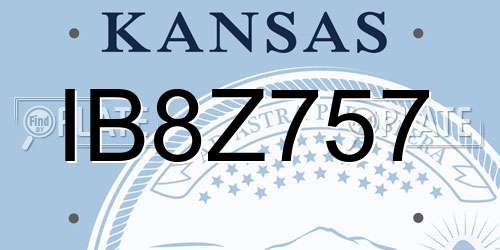IB8Z757 Kansas License Plate