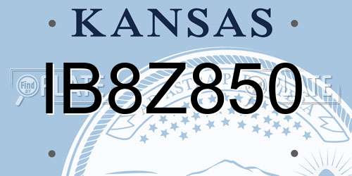 IB8Z850 Kansas License Plate