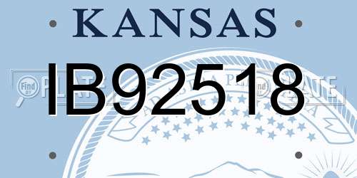 IB92518 Kansas License Plate