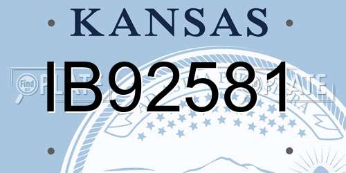 IB92581 Kansas License Plate