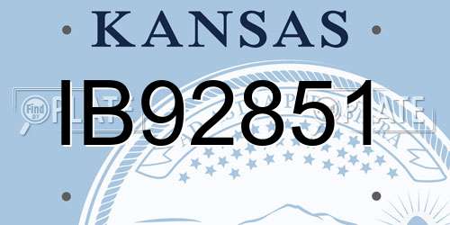 IB92851 Kansas License Plate