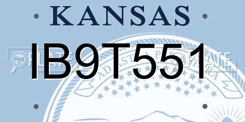 IB9T551 Kansas License Plate