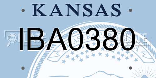 IBA0380 Kansas License Plate