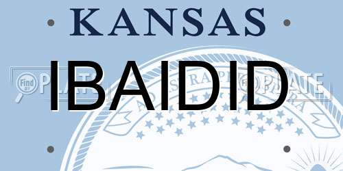 IBAIDID Kansas License Plate