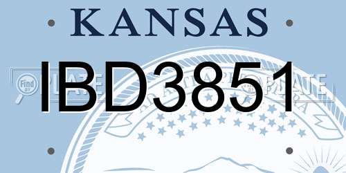 IBD3851 Kansas License Plate