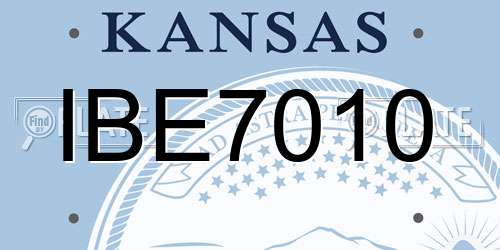 IBE7010 Kansas License Plate