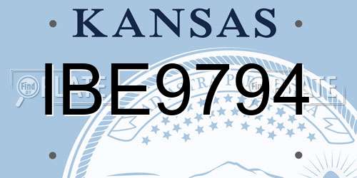 IBE9794 Kansas License Plate