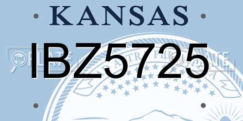 IBZ5725 Kansas License Plate