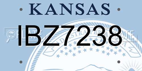 IBZ7238 Kansas License Plate