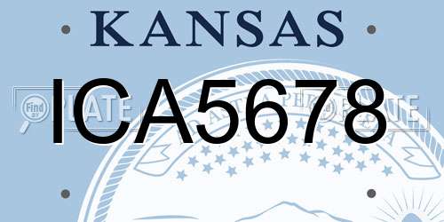ICA5678 Kansas License Plate