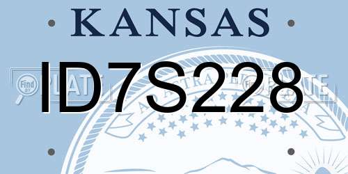 ID7S228 Kansas License Plate