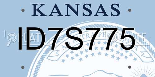 ID7S775 Kansas License Plate