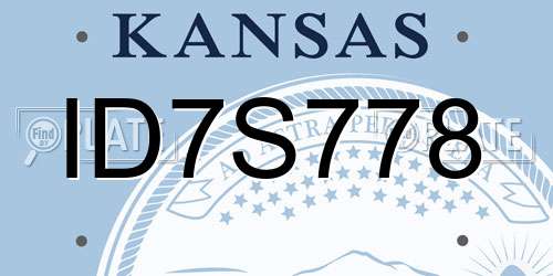 ID7S778 Kansas License Plate