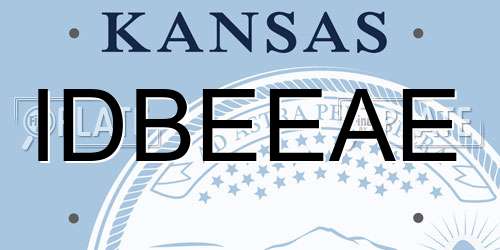 IDBEEAE Kansas License Plate