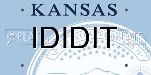 IDIDIT Kansas License Plate