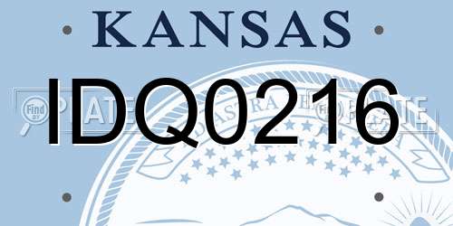 IDQ0216 Kansas License Plate