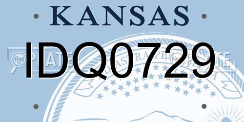 IDQ0729 Kansas License Plate