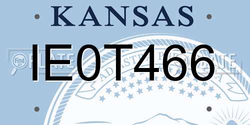 IE0T466 Kansas License Plate