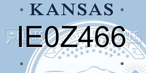 IE0Z466 Kansas License Plate