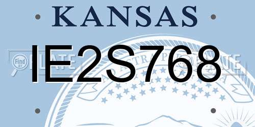 IE2S768 Kansas License Plate