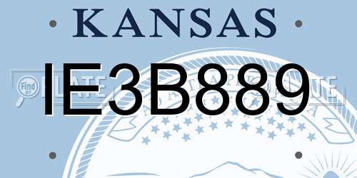 IE3B889 Kansas License Plate